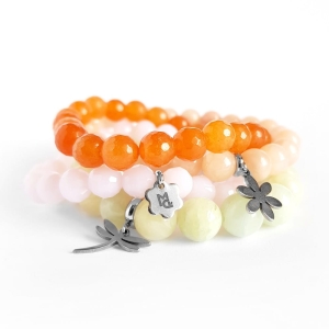 Zestaw bransoletek z marmurku, jadeitu i szkła Spring stuff