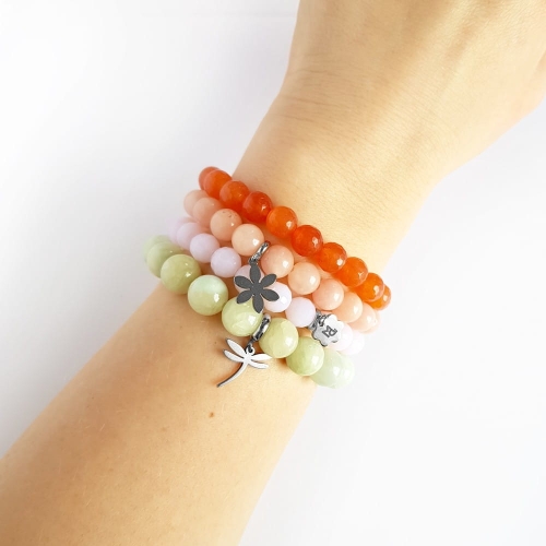 Zestaw bransoletek z marmurku, jadeitu i szkła Spring stuff