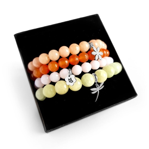 Zestaw bransoletek z marmurku, jadeitu i szkła Spring stuff