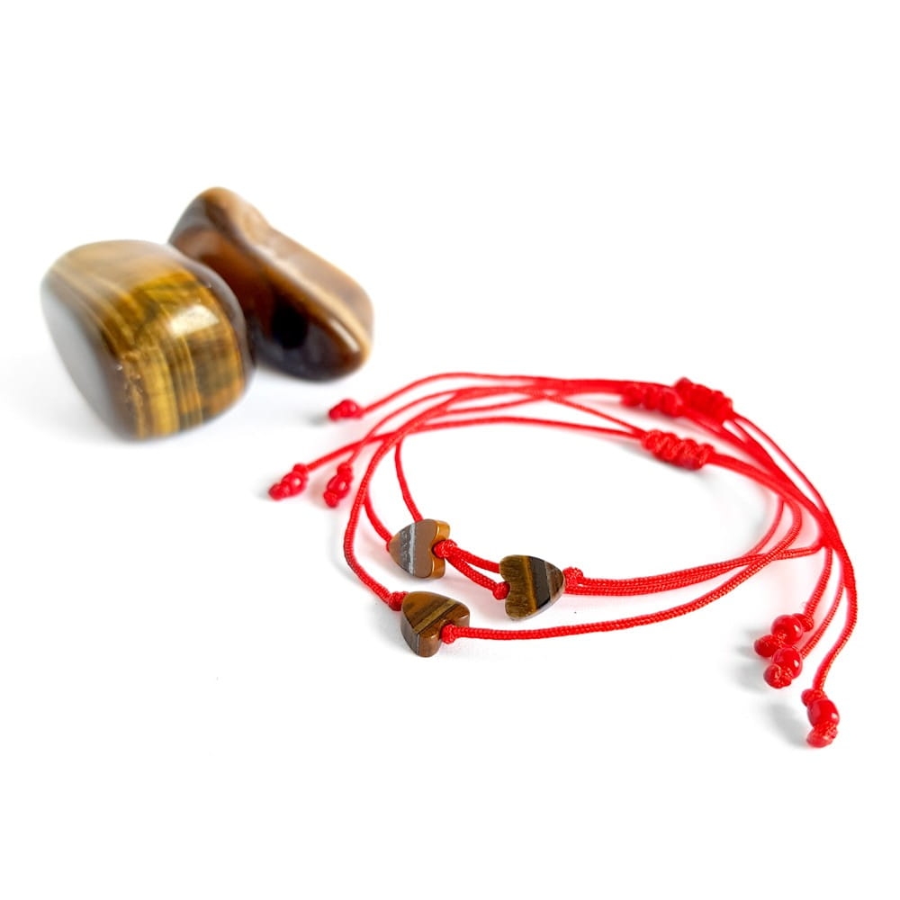 WishYouLuck tygrysie oko serce bransoletka szczęścia na czerwonym sznurku