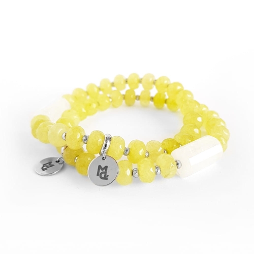 Bransoletka kryształ górski, zielony jadeit i hematyt