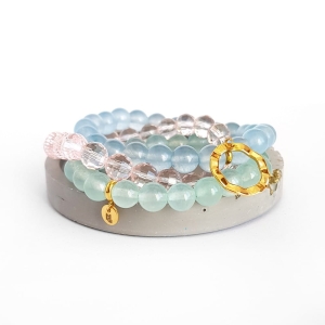 Zestaw bransoletek z jadeitu i szkła Caribbean gold