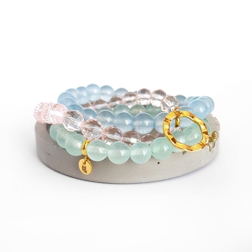 Zestaw bransoletek z jadeitu i szkła Caribbean gold