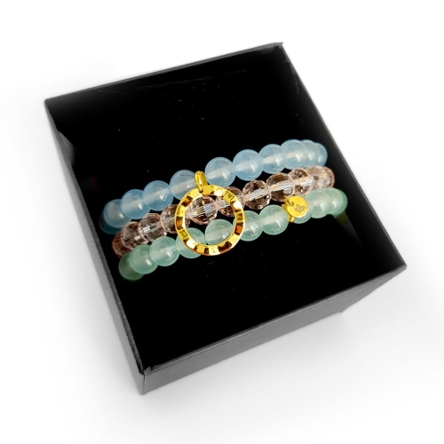 Zestaw bransoletek z jadeitu i szkła Caribbean gold