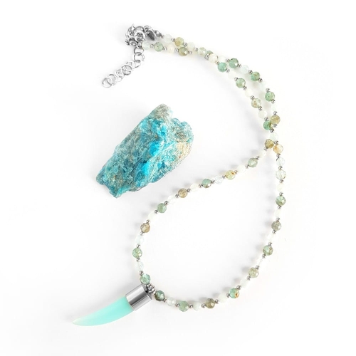 Naszyjnik unikat apatyt, akwamaryn i niebieski kwarc