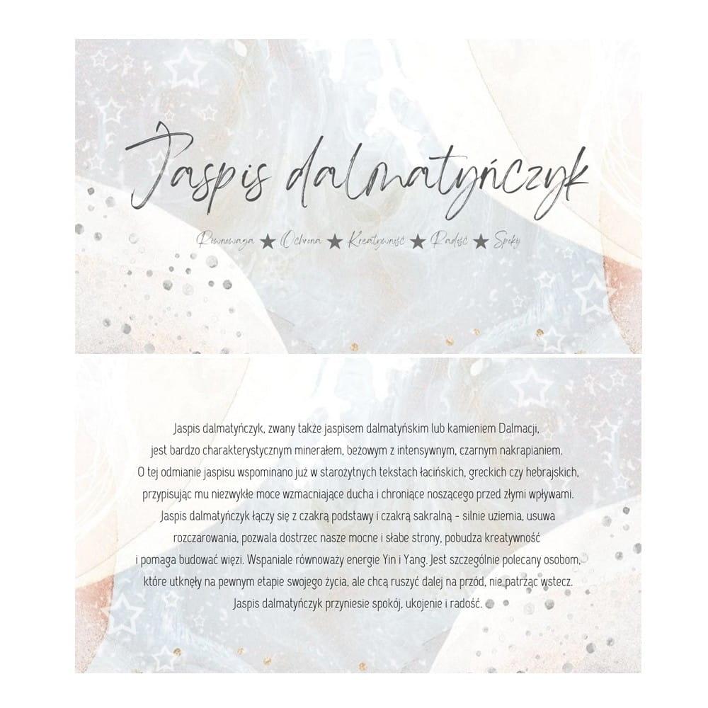 Jaspis dalmatyńczyk - karta z właściwościami kamienia