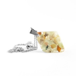 Naszyjnik amazonit romb stal chirurgiczna Sparkles amazonite