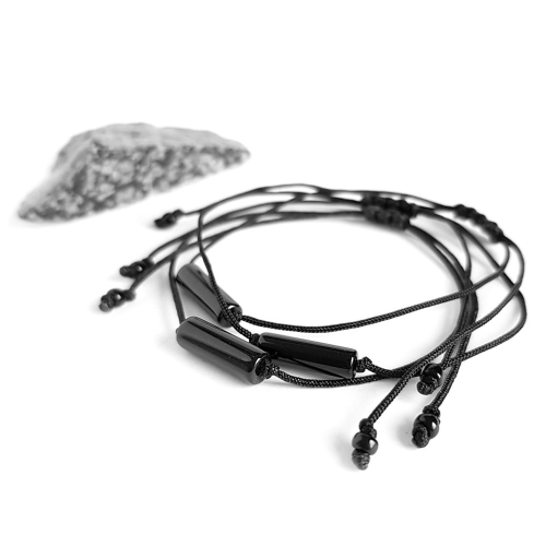 Bransoletka czarny onyks patyczek na czarnym sznurku Black stick