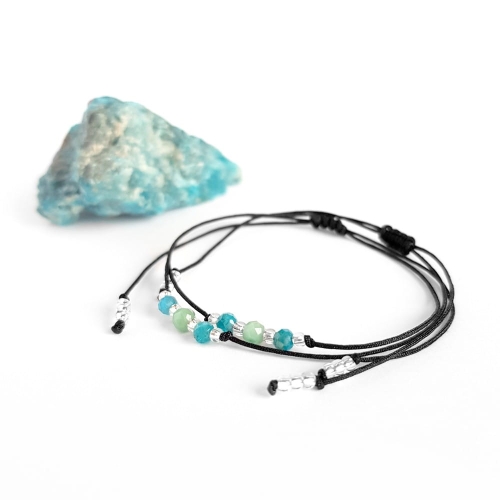 Bransoletka szmaragd i apatyt na czarnym sznurku Lunar Wasat