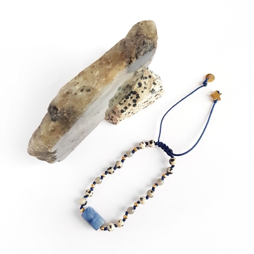 Bransoletka kyanit, hematyt, jaspis dalmatyńczyk i labradoryt  Fullness of positivity