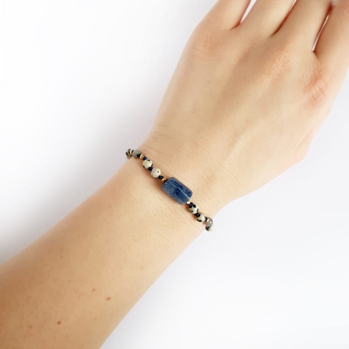 Bransoletka kyanit, hematyt, jaspis dalmatyńczyk i labradoryt  Fullness of positivity