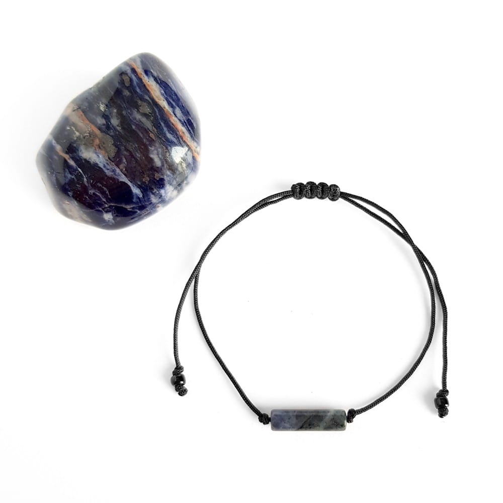 Bransoletka sodalit patyczek na czarnym sznurku Sodalite stick