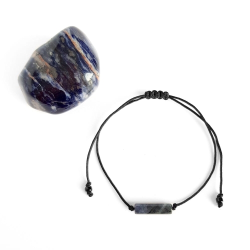 Bransoletka sodalit patyczek na czarnym sznurku Sodalite stick