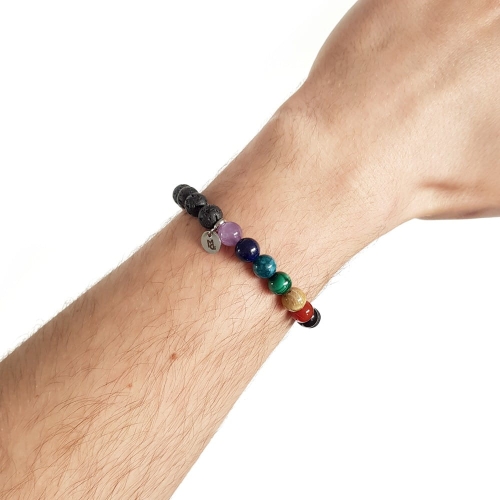 Balance męska bransoletka z kamieni naturalnych 7 czakr v.2