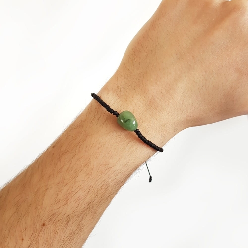 Męska bransoletka na sznurku awenturyn Little aventurine nugget matte black