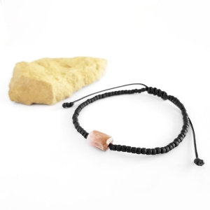 Męska bransoletka na sznurku rodonit Little rodonite cylinder matte black