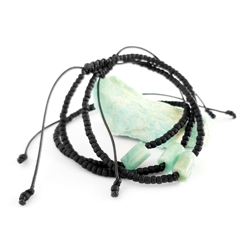 Męska bransoletka na sznurku amazonit Little amazonite cylinder matte black
