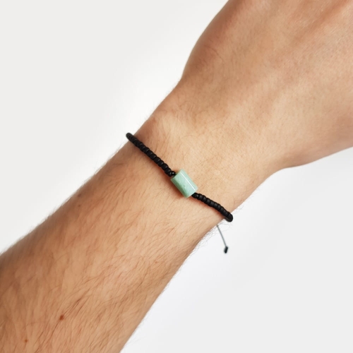 Męska bransoletka na sznurku amazonit Little amazonite cylinder matte black