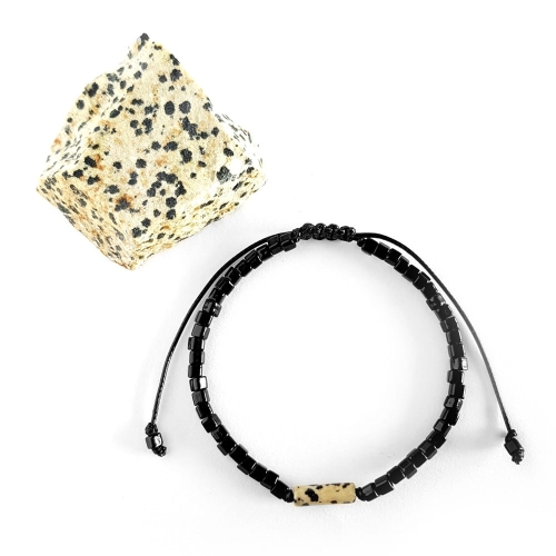 Męska bransoletka na sznurku jaspis dalmatyńczyk Dalmatian stick
