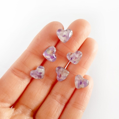 Kolczyki sztyfty serca ametyst w żywicy srebro p.925 Sparkles amethyst