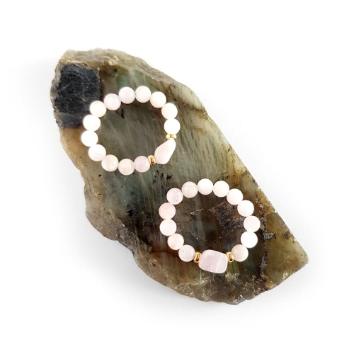 Pierścionek elastyczny kunzyt i pozłacane srebro p.925