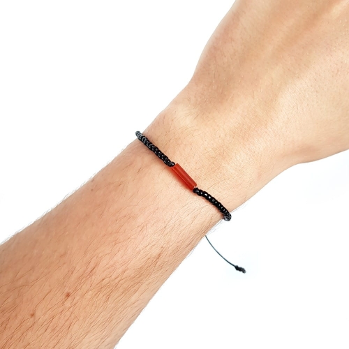 Męska bransoletka na sznurku karneol Carnelian stick