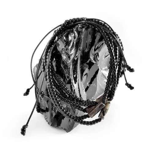 Męska bransoletka na sznurku lavikit Larvikite stick