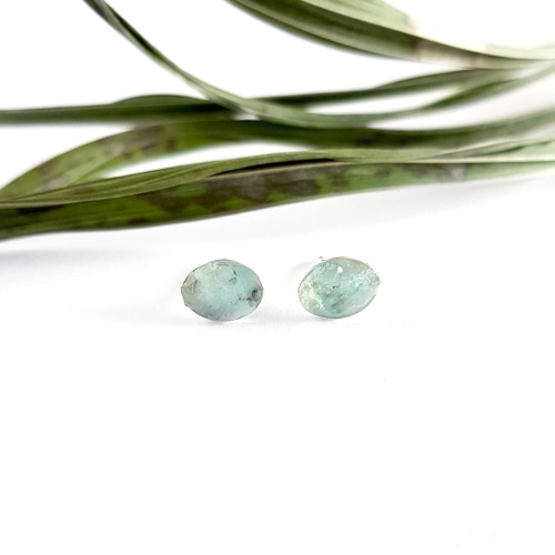 Kolczyki sztyfty owale akwamaryn w żywicy srebro p.925 Sparkles aquamarine