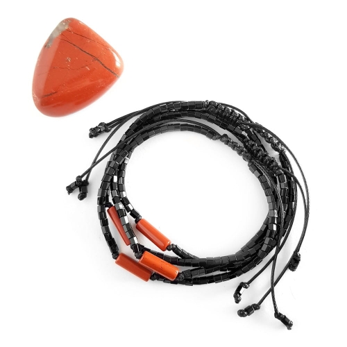 Męska bransoletka na sznurku czerwony jaspis Red stick