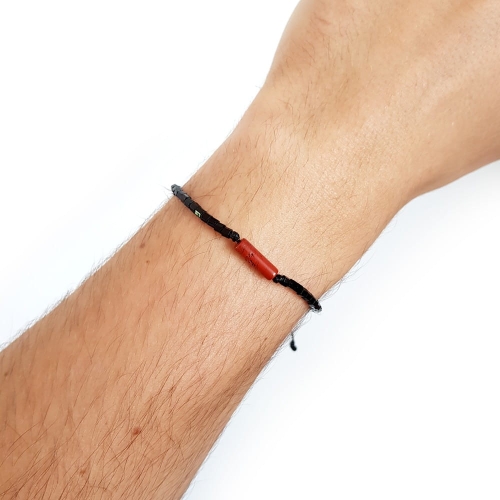 Męska bransoletka na sznurku czerwony jaspis Red stick