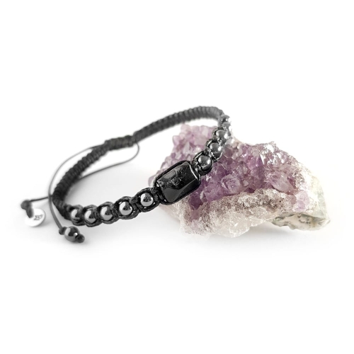 Męska bransoletka makramowa czarny turmalin i hematyt / bransoletka ochronna v.2