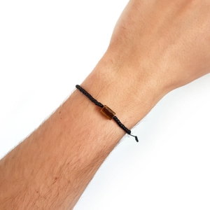 Męska bransoletka na sznurku tygrysie oko Little tiger nugget matte black