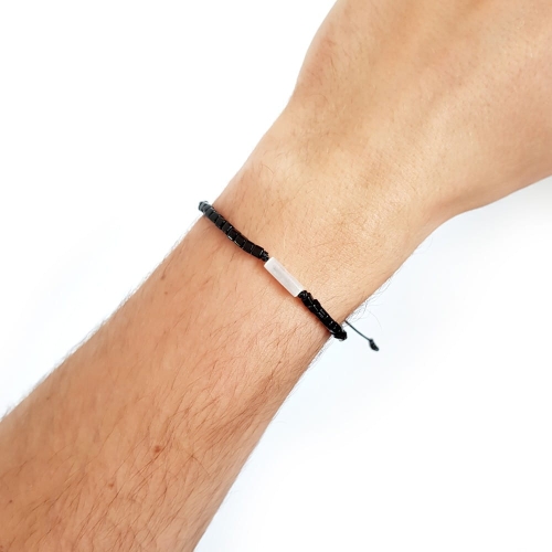 Męska bransoletka na sznurku selenit Moon stick