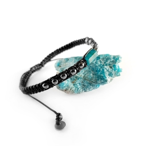 Męska bransoletka makramowa apatyt i hematyt