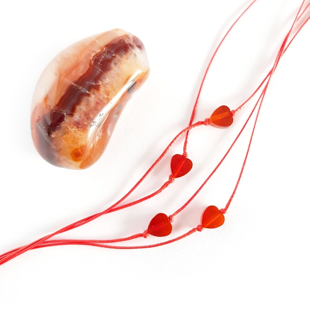 WishYouLuck karneol serce bransoletka szczęścia na czerwonym sznurku