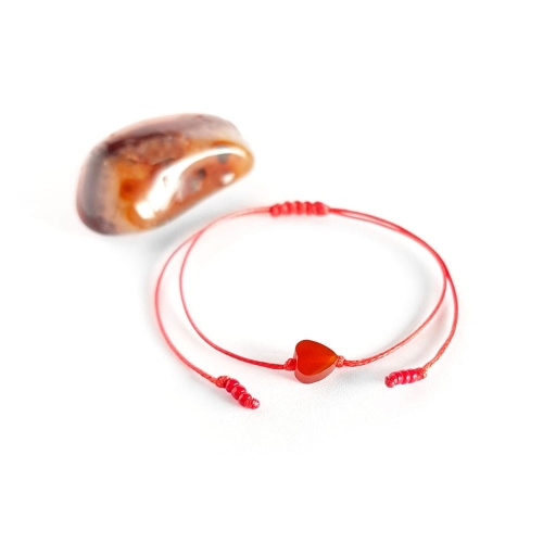 WishYouLuck karneol serce bransoletka szczęścia na czerwonym sznurku