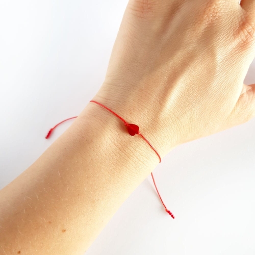 WishYouLuck karneol serce bransoletka szczęścia na czerwonym sznurku