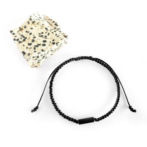 Męska bransoletka na sznurku onyks Black stick