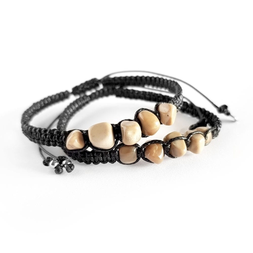 Męska bransoletka makramowa krzemień pasiasty