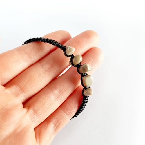 Męska bransoletka makramowa krzemień pasiasty