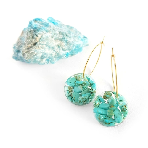 Naszyjnik niebieski magnezyt obręcz na złotym łańcuszku stal chirurgiczna Sparkles blue