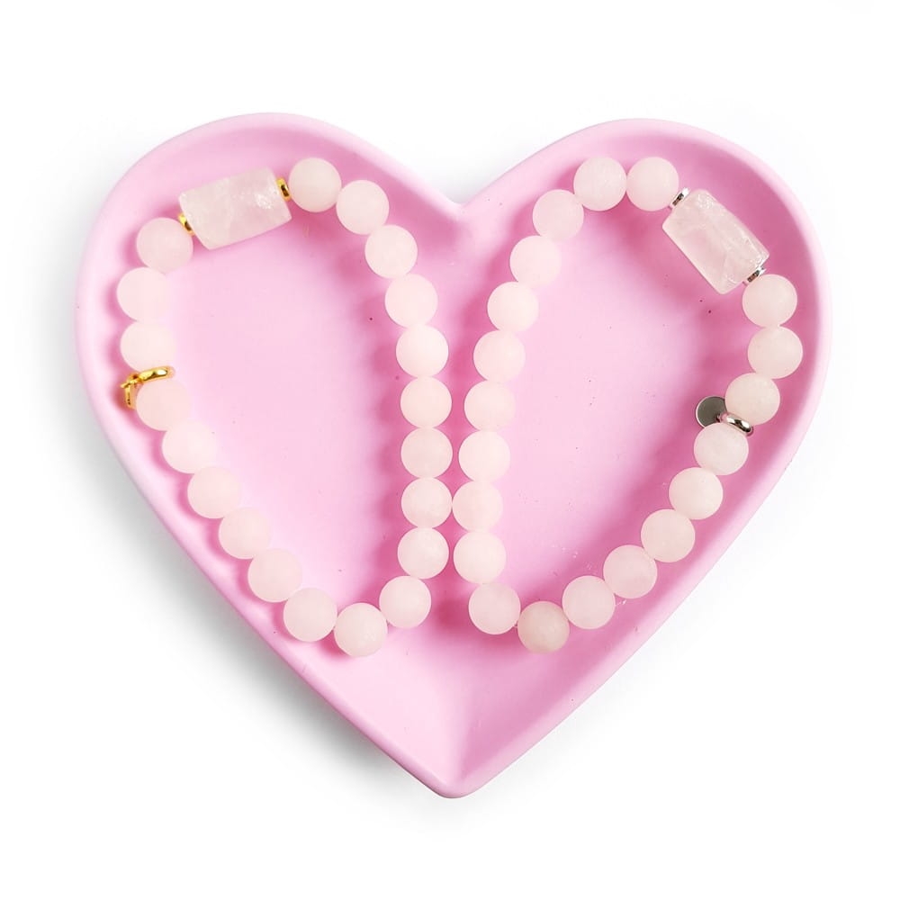 Bransoletka kwarc różowy i hematyt