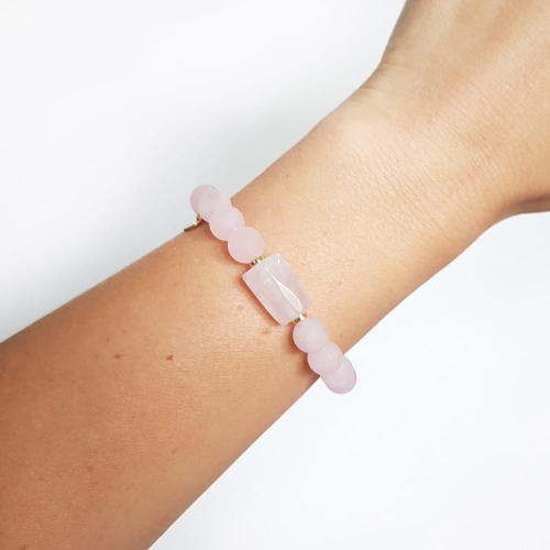 Bransoletka kwarc różowy i hematyt