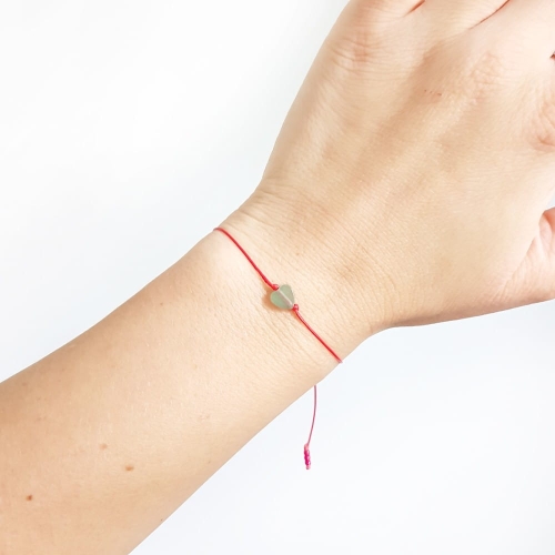 WishYouLuck zielony awenturyn serce bransoletka szczęścia na czerwonym sznurku