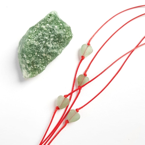 WishYouLuck zielony awenturyn serce bransoletka szczęścia na czerwonym sznurku