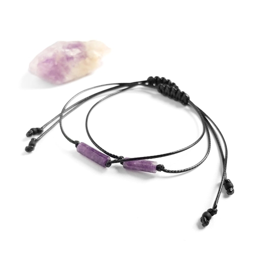 Bransoletka sugilit patyczek na czarnym sznurku Sugilite stick