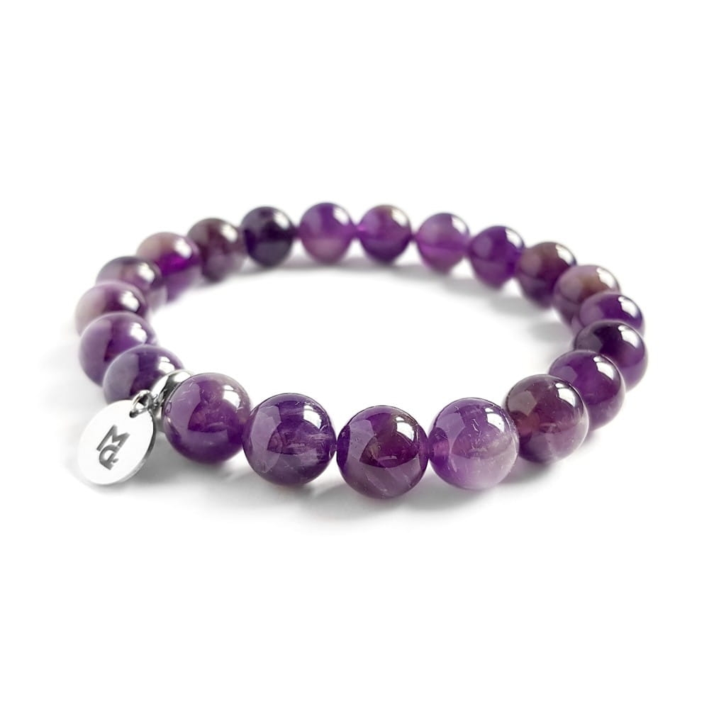 Męska bransoletka z kamieni naturalnych ametyst