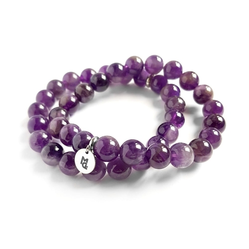 Męska bransoletka z kamieni naturalnych ametyst