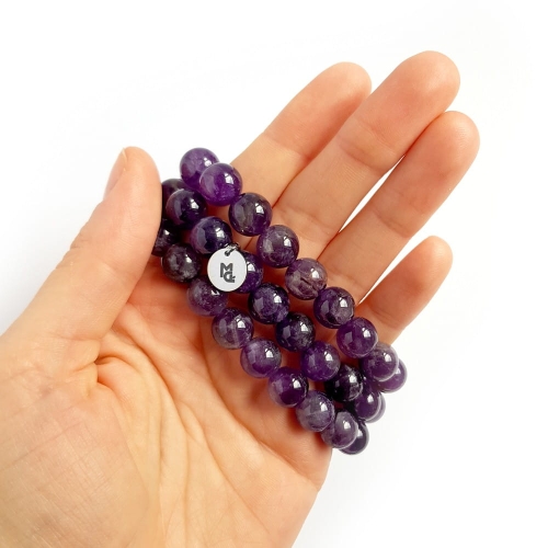 Męska bransoletka z kamieni naturalnych ametyst