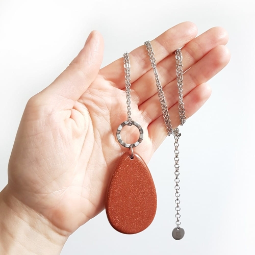 Naszyjnik unikat piasek pustyni na łańcuszku stal chirurgiczna